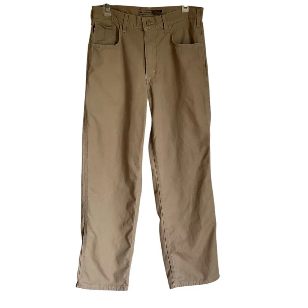 Carhartt FR Loose Fit Work Pants 33x30 Khaki Flame Resistant FRB159 CAT 2